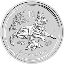 1/2 Unze Silbermünze Lunar II Hund 2018