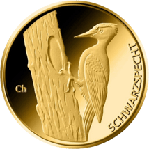 1/8 Unze Gold 20 Euro Schwarzspecht 2021 (Heimische Vögel | Buchstabe: F)