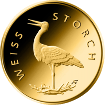 1/8 Unze Gold 20 Euro Weißstorch 2020 (Heimische Vögel | Buchstabe: A)