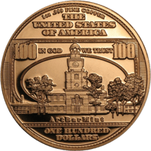 1 Unze Kupfermünze Benjamin Franklin 100 Dollar Banknote