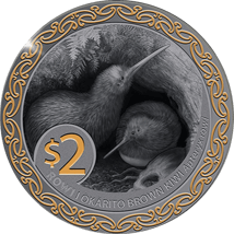 2 Unze Silber Kiwi 2025 (Auflage: 250 | teilvergoldet | Black Proof)