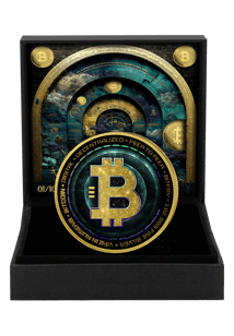 1 Unze Silber Yellow Shiny Bitcoin Iced Out (Auflage: 100 | teilvergoldet)