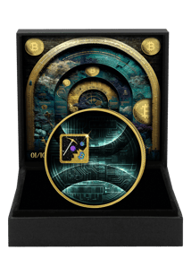 1 Unze Silber Yellow Shiny Bitcoin Iced Out (Auflage: 100 | teilvergoldet)