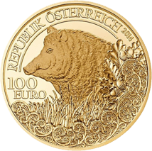 100 Euro Gold Wildschwein Wildtiere Österreich 2014 PP