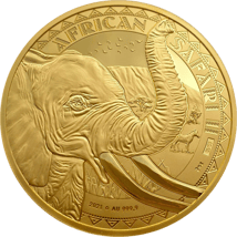 2 Unze Gold African Safari II Elefant 2021 PP (Auflage: 50 | Polierte Platte)