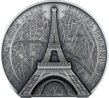 5 Unze Silber Eiffelturm Paris 2024 (Auflage: 889 | High Relief | Antik Finish)