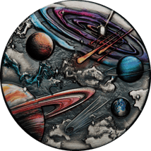 5 Unze Silber Sternenhimmel und Planeten 2024 AF (Auflage:388 | Antik Finish | coloriert)