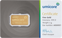 5g Goldbarren Umicore