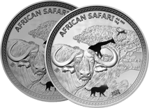 Doppelpack: 1kg Silber African Safari Büffel 2020 PP & AF (Auflage: je 100 Stücke)