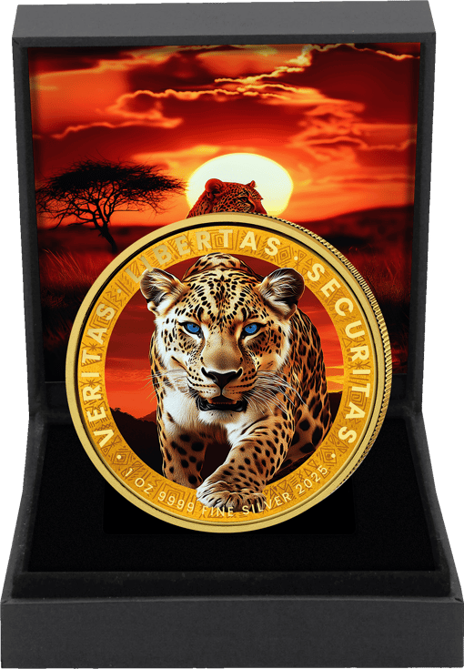 1 Unze Silber Afrikanischer Leopard Sunset 2025 (Auflage: 100 | teilvergoldet)