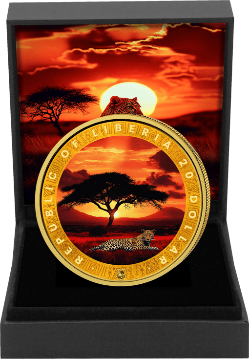 1 Unze Silber Afrikanischer Leopard Sunset 2025 (Auflage: 100 | teilvergoldet)